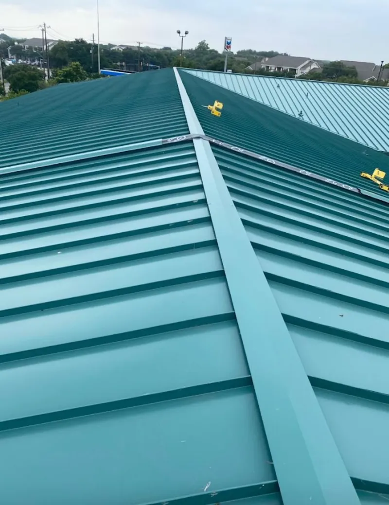 Green commercial metal roof ridge and valley for Metal Roof Repair in Glen Rock